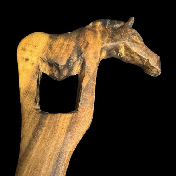 Vintage 1971 Hand Carved Wood Rhino Horse African Animal Fork Napkin Ring Kenya - Picture 6 of 7
